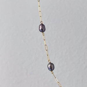 BLACK PEARL PAPERCLIP | NECKLACE