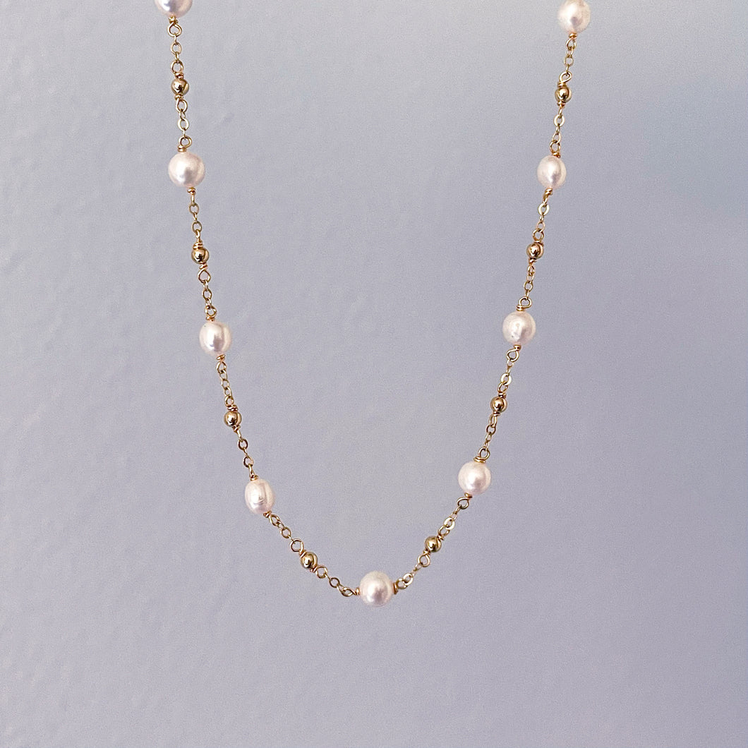 WHITE PEARL ROSARY | NECKLACE