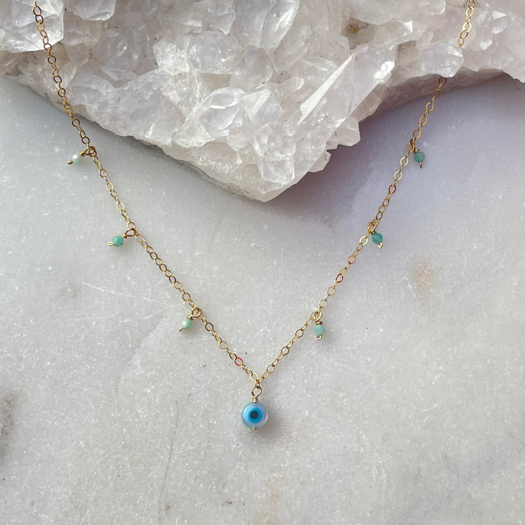 EVIL EYE MOTHER OF PEARL | NECKLACE