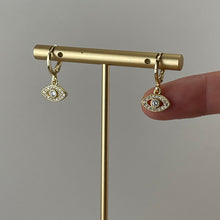 Load image into Gallery viewer, EVIL EYE | HUGGIE EARRINGS