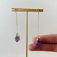 Load image into Gallery viewer, AMETHYST | THREADER EARRINGS