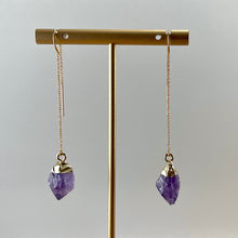 Load image into Gallery viewer, AMETHYST | THREADER EARRINGS