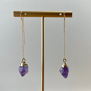 AMETHYST | THREADER EARRINGS