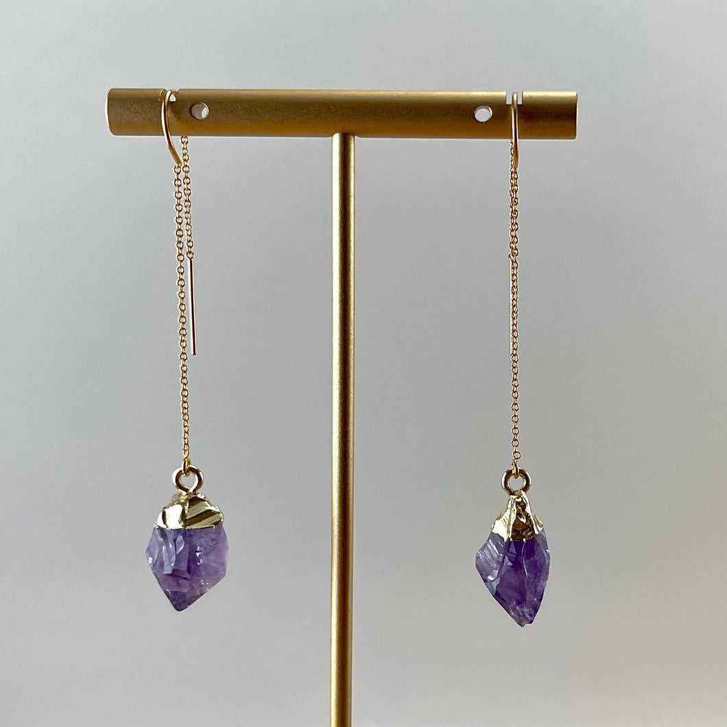AMETHYST | THREADER EARRINGS