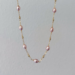 MAUVE PEARL ROSARY | NECKLACE