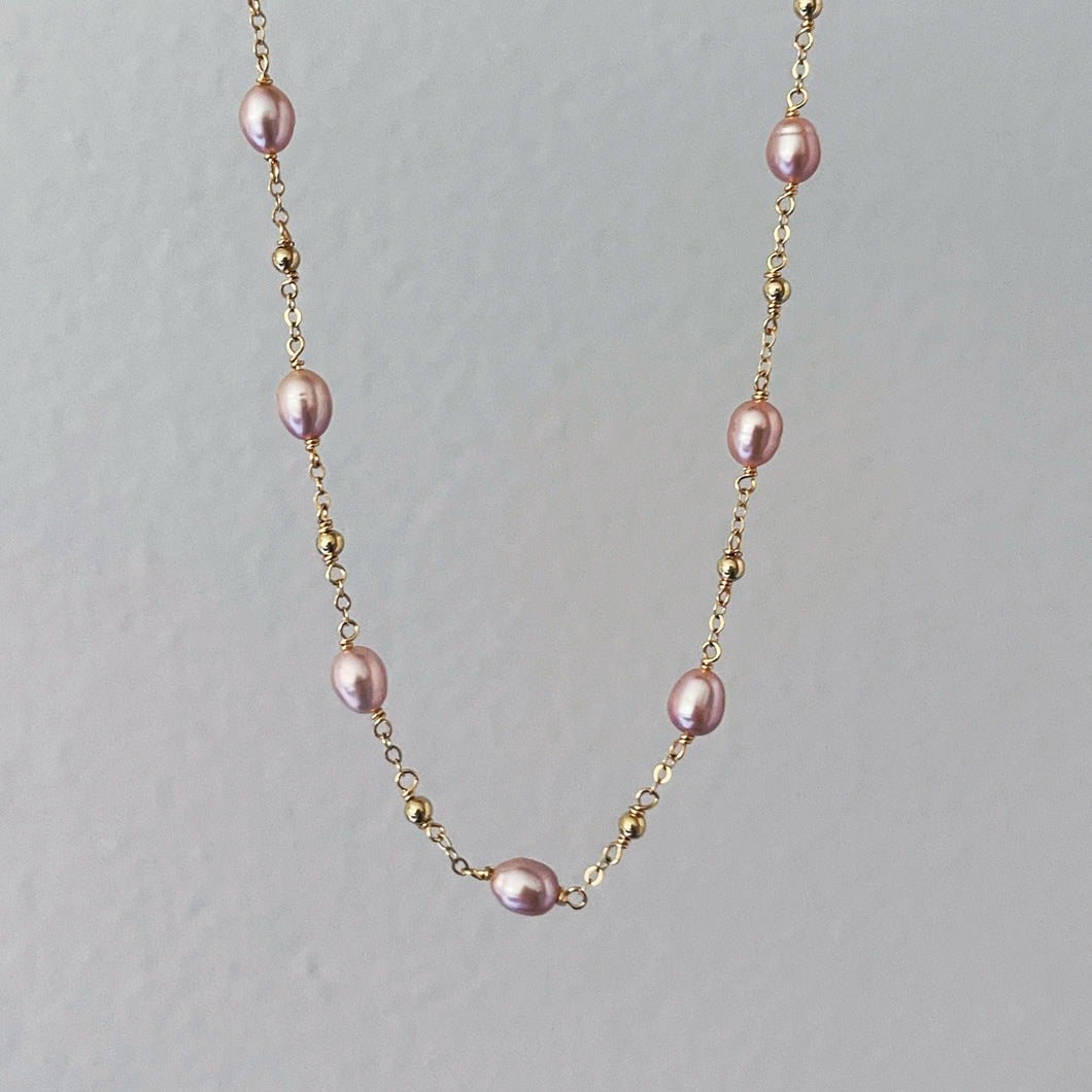 MAUVE PEARL ROSARY | NECKLACE