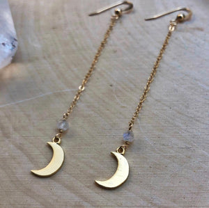 long gold moonstone earrings