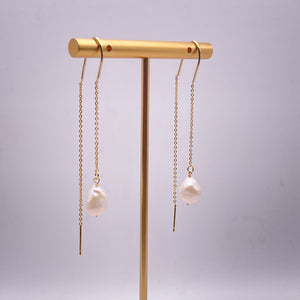 FRESHWATER PEARL | THREADER EARRINGS