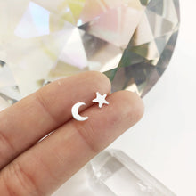 Load image into Gallery viewer, moon and star stud earrings