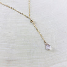 Load image into Gallery viewer, TINY ROSE QUARTZ | LARIAT NECKLACE