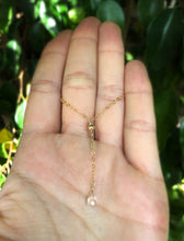 Load image into Gallery viewer, TINY ROSE QUARTZ | LARIAT NECKLACE