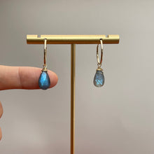 Load image into Gallery viewer, LABRADORITE | SMALL HOOP EARRINGS