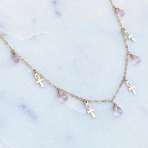 ANKH ROSE QUARTZ | NECKLACE