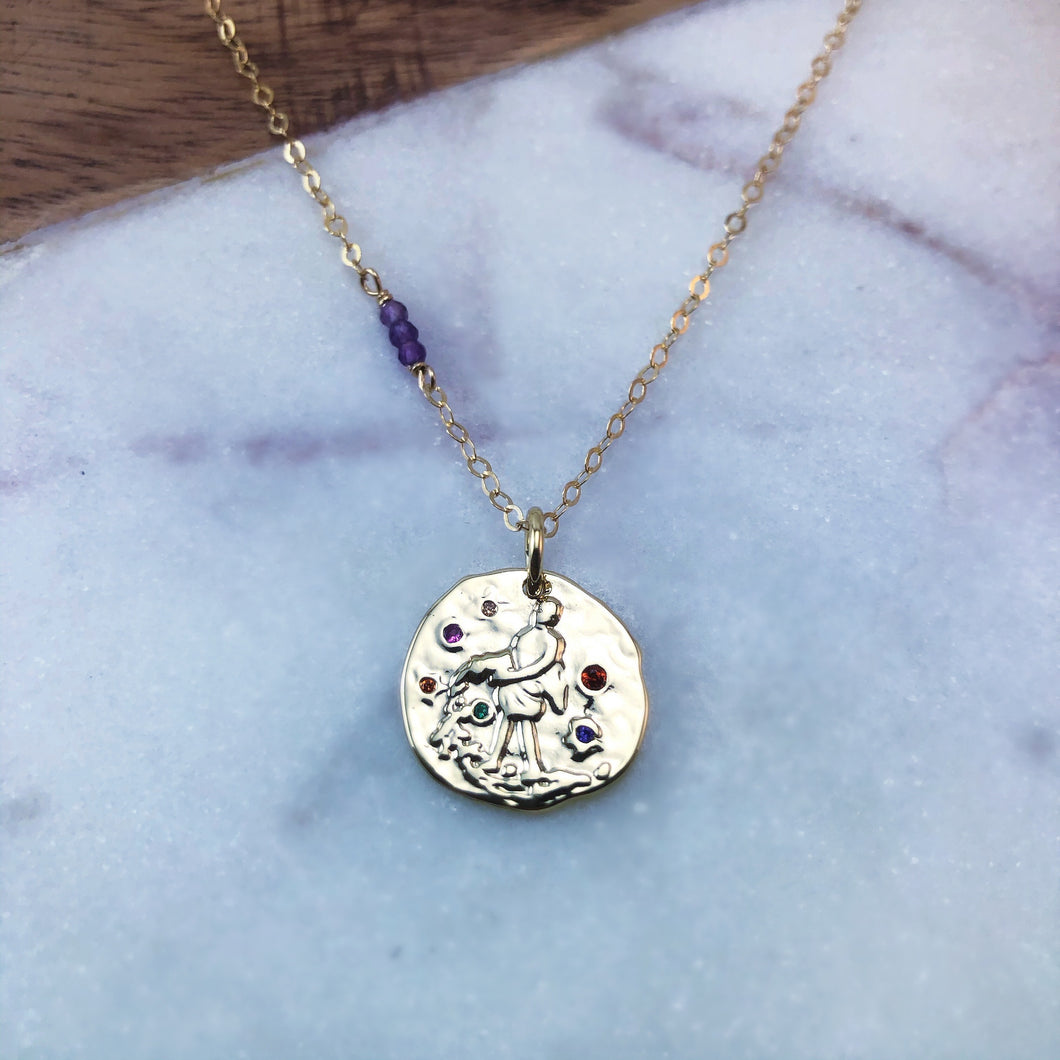 Aquarius zodiac pendant necklace