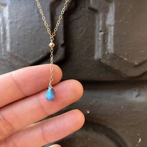 TINY LABRADORITE | LARIAT NECKLACE