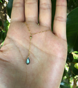 TINY LABRADORITE | LARIAT NECKLACE
