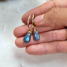 Load image into Gallery viewer, LABRADORITE | SMALL HOOP EARRINGS