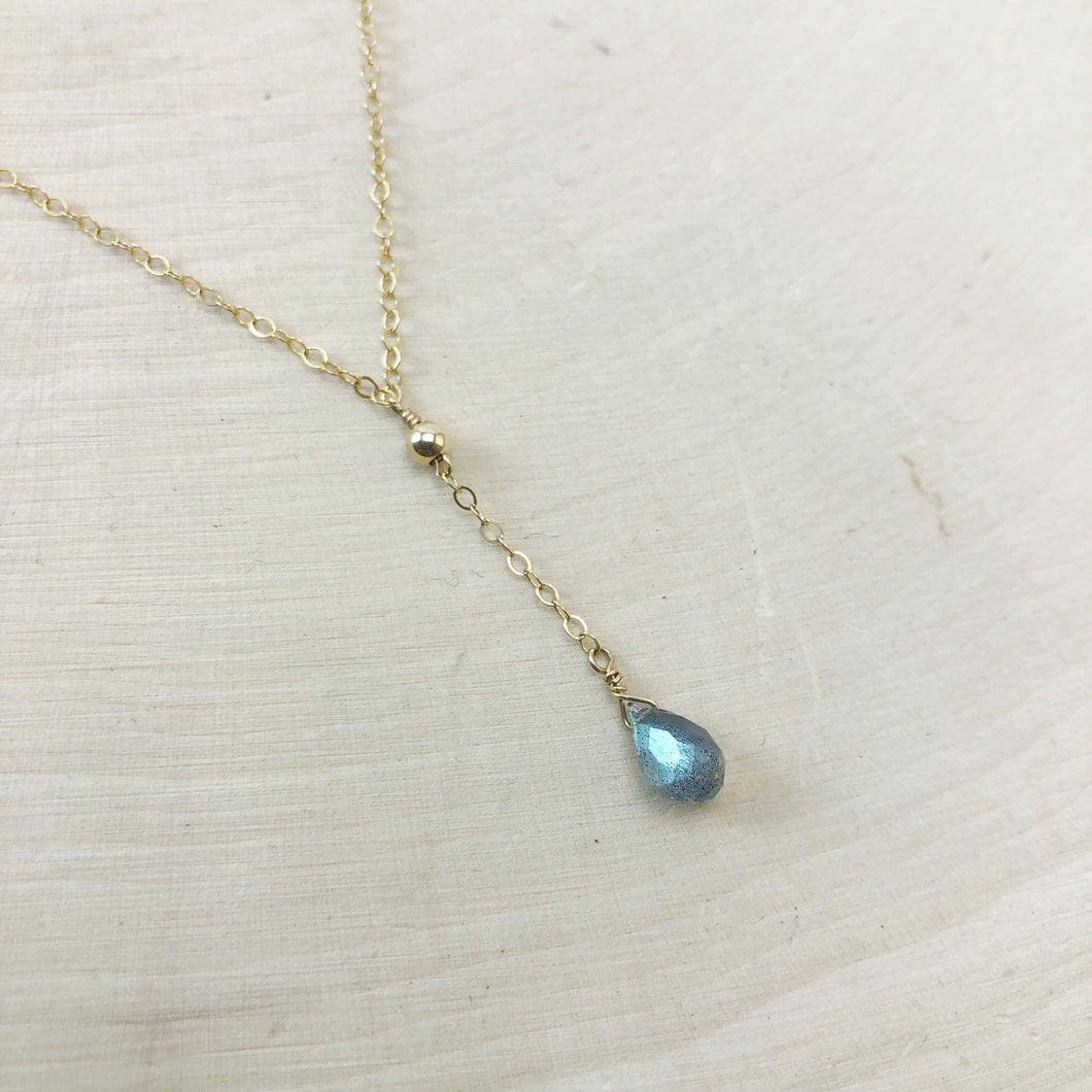 TINY LABRADORITE | LARIAT NECKLACE