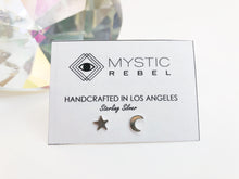 Load image into Gallery viewer, moon and star stud earrings