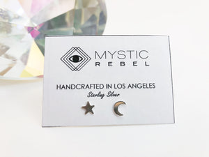 moon and star stud earrings